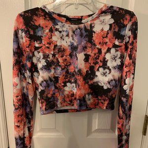 Long Sleeve Floral Crop Top